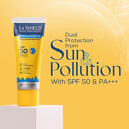 La Shield Pollution Protect Mineral Sunscreen Gel Spf 50, 50 gram