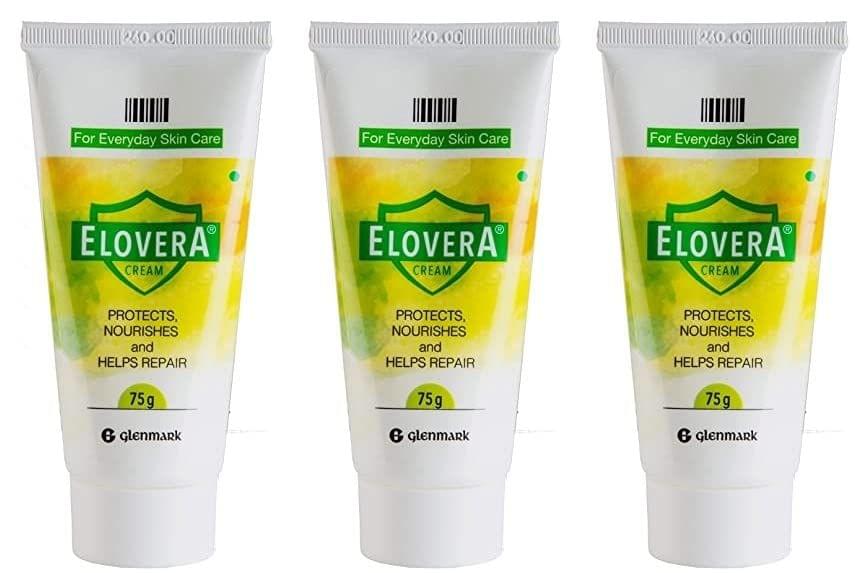 Elovera Daily Moisturising Cream for Dry Skin with Aloe Vera & Vitamin E, Protects, Nourishes and Repairs the Skin, Reduces Scars, Non-Greasy, 75 g, Pack of 3 KarissaKart