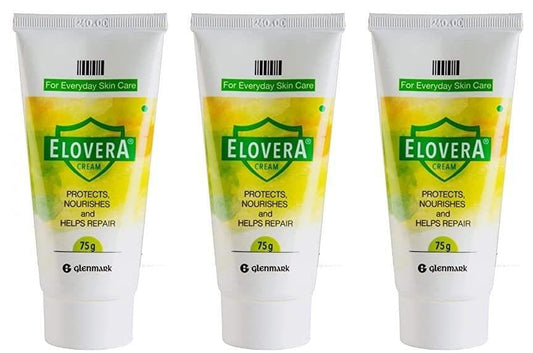 Elovera Daily Moisturising Cream for Dry Skin with Aloe Vera & Vitamin E, Protects, Nourishes and Repairs the Skin, Reduces Scars, Non-Greasy, 75 g, Pack of 3 KarissaKart