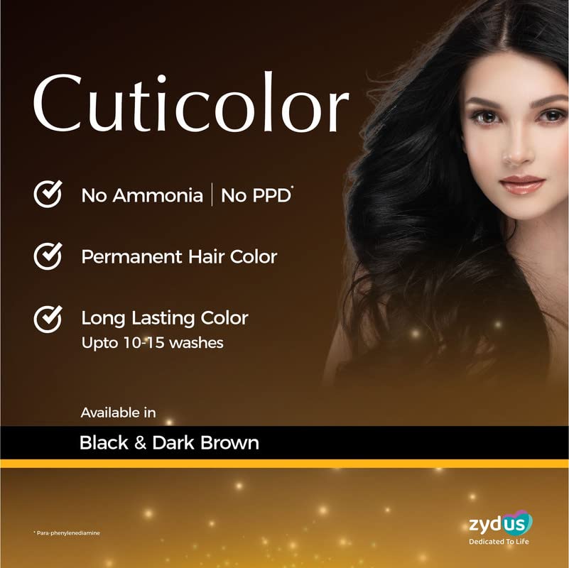 Cuticolor Hair Coloring Cream, Hair Color, 60g + 60g - Dark Brown (Pack of 1)