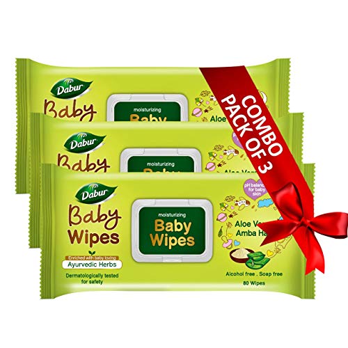 Dabur Baby Wipes: - 80 Wipes X Pack of 3