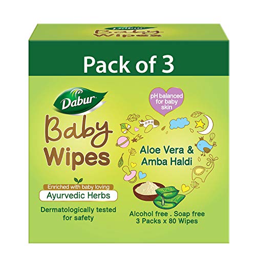 Dabur Baby Wipes: - 80 Wipes X Pack of 3