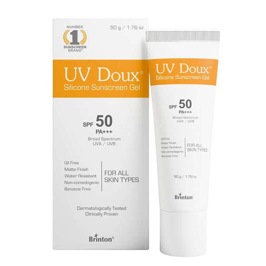 UV Doux Silicone Sunscreen Gel SPF 50 PA+++|India’s No.1 Dermatologist Recommended Brand|Invitro,In-Vivo Tested|UVA/UVB Protection, Benzene Free|No White Cast |Oily & Acne-Prone Skin |50 g