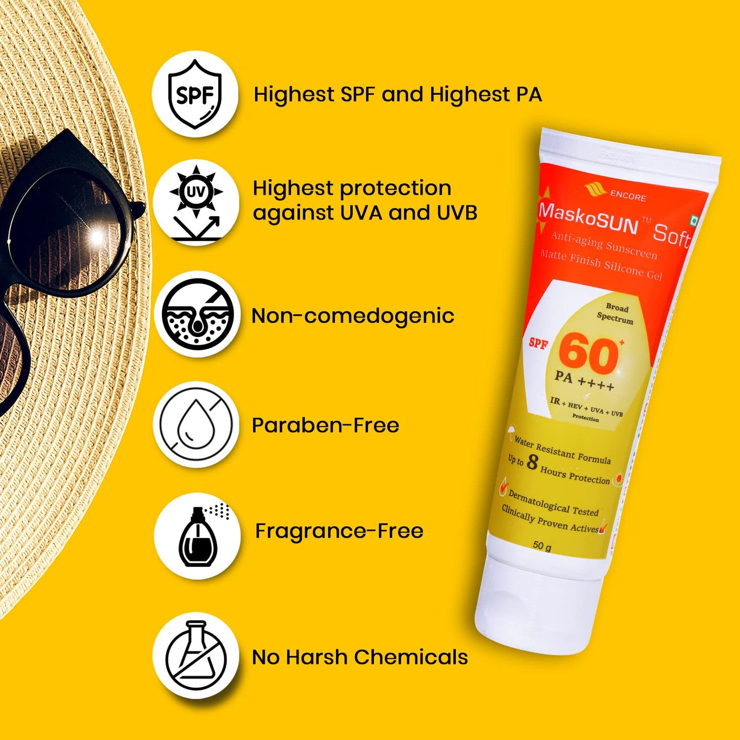 Maskosun soft spf 60 sunscreen gel 50g pack of 2
