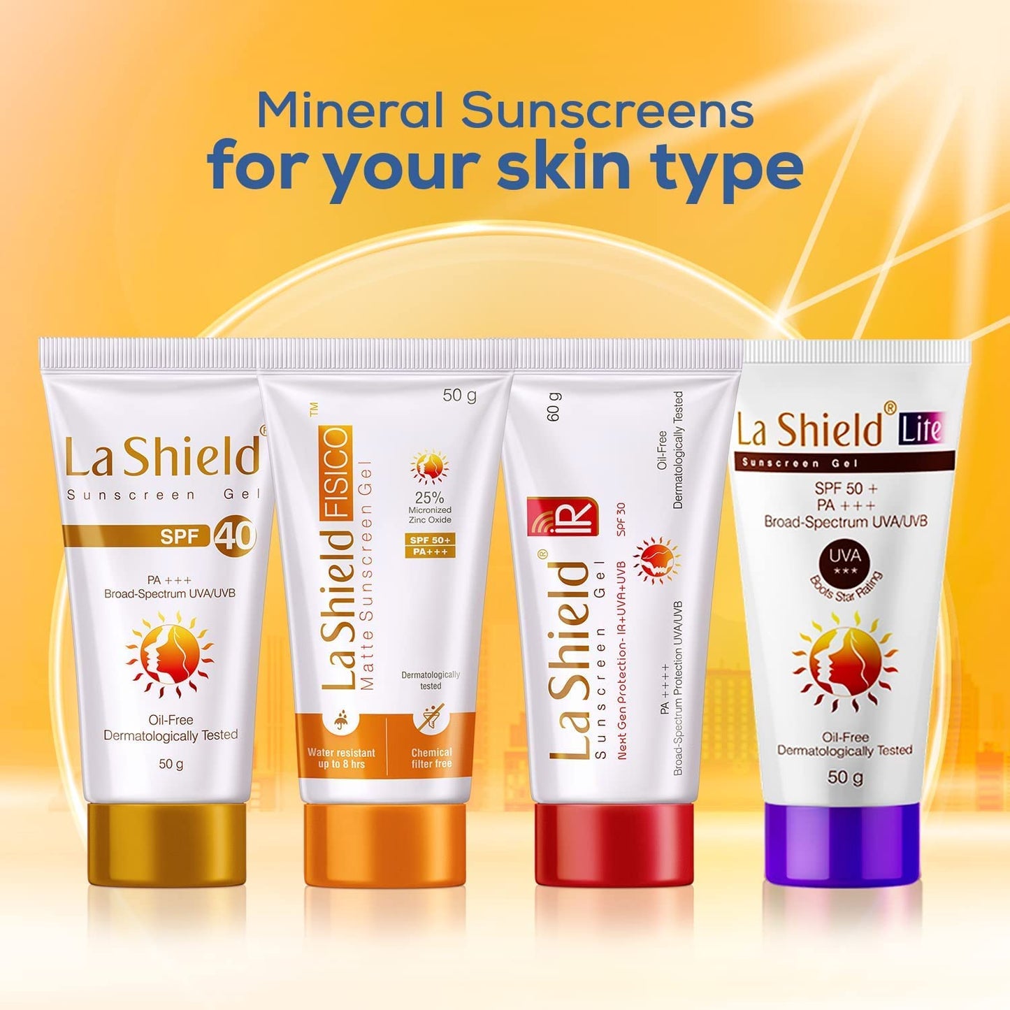 La Shield SPF 40 & PA+++ Mineral Based Sunscreen Gel | Suitable For All Skin Types, 50 Grams