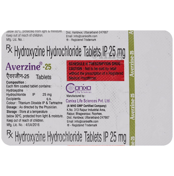 Averzine 25mg Tablet | Canixa