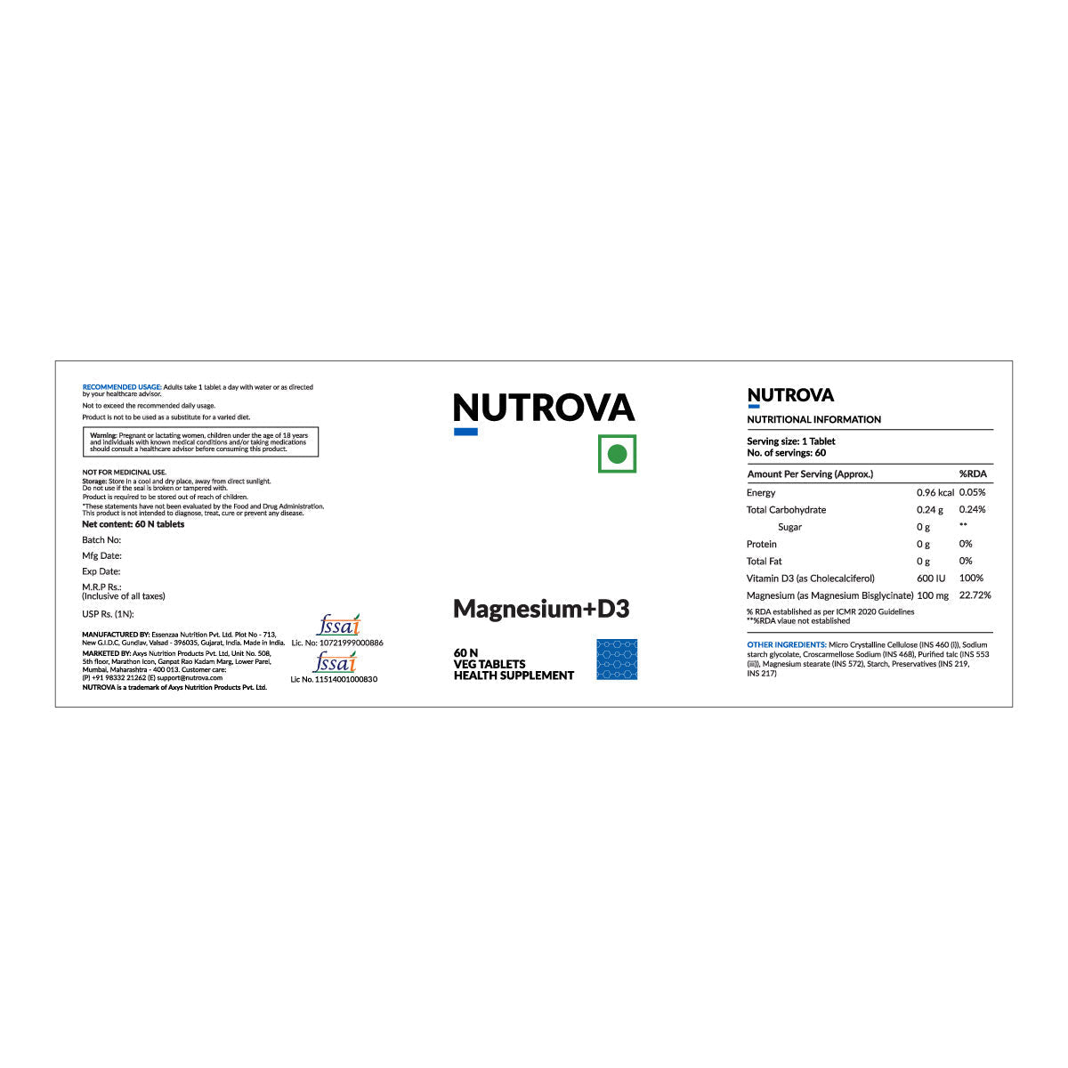 Nutrova Magnesium+D3