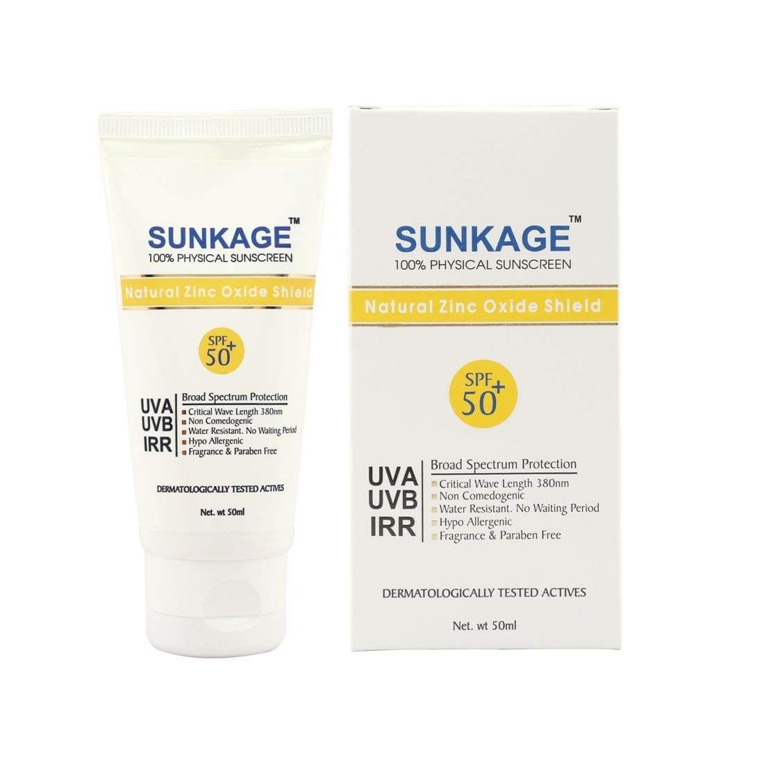 SunKage SPF 50, 100% Physical Sunscreen Natural Zinc Oxide Shield Sunscreen Lotion 50ML KarissaKart