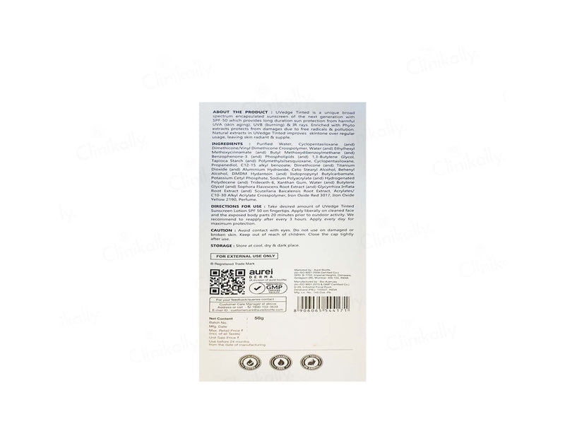Uvedge Tinted Susncreen spf 50 lotion 50gm