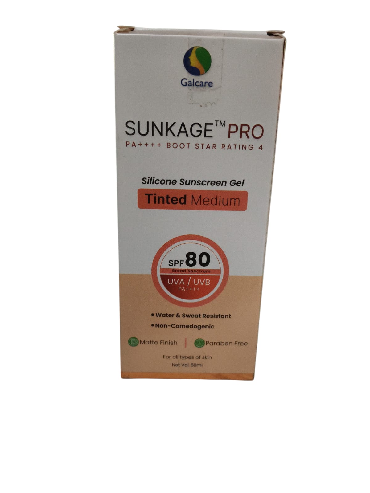 Sunkage Pro SPF 80 + UVB UVA PA++++ Tinted Silicone Sunscreen Gel, 50ml