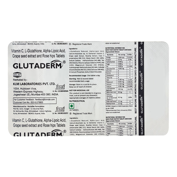 GLUTADERM TABLETS 10S 1*10TAB|KLM