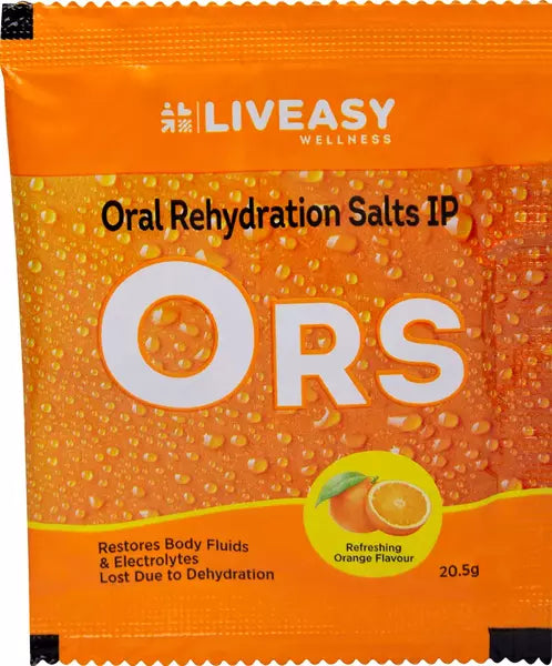 Liveasy Wellness Oral Rehydration Salts-20.5g Sachet -Orange Flavour pack of 10