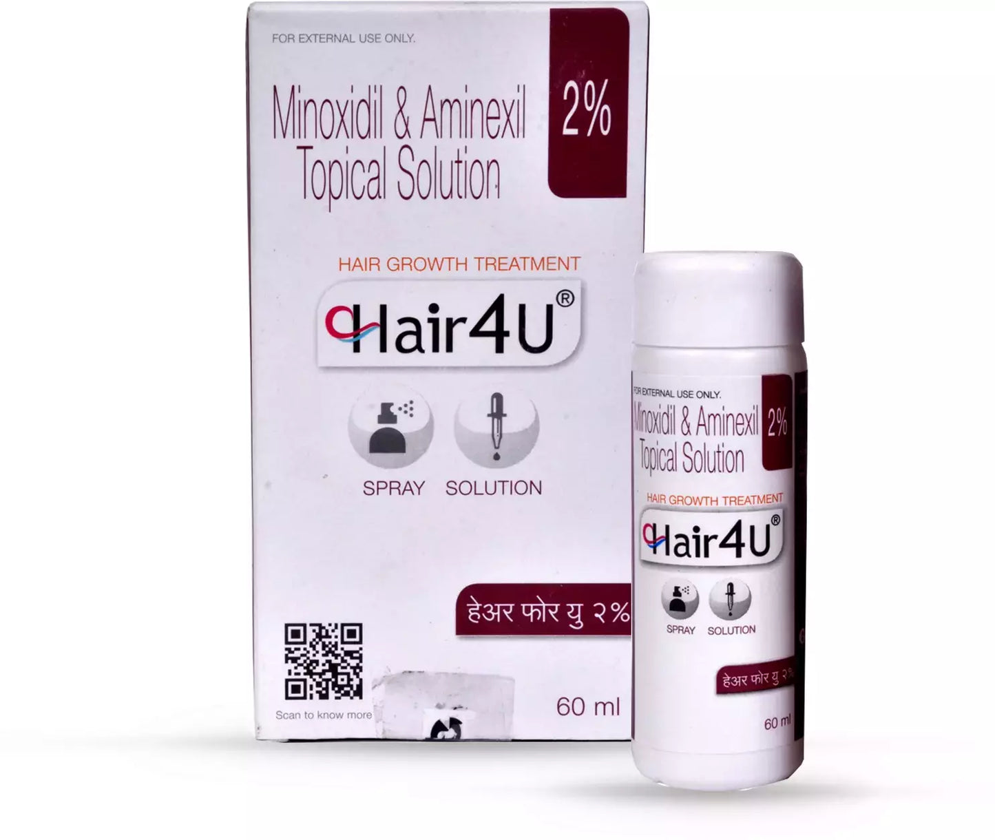 Hair 4U 2% Solution 60ml pack of 2