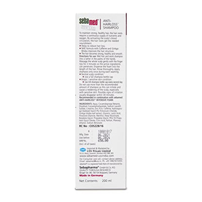 Sebamed Anti- Hairloss Shampoo 200Ml|Ph 5.5|Reduces Hairloss|Caffeine&Gingko Biloba|All Hair Types