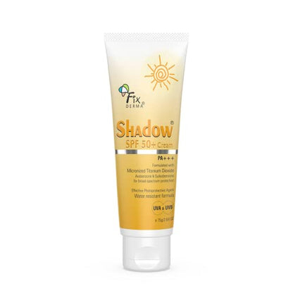Fixderma Shadow Sunscreen | Acne Prone, Sun Screen Protector SPF 50 | Sunscreen for Body & Face | Broad Spectrum Sunscreen for UVA & UVB Protection (SPF50 75 GM)