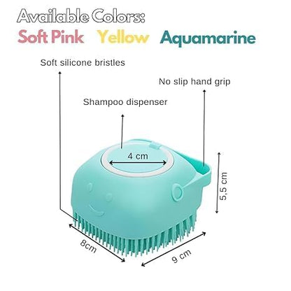 Body Scrubber with Soap Dispenser Brush, Silicone Exfoliating Brushes, Soft Body Exfoliator, Bath Loofah for Babies, Kids, Women, Men and Pets (Multicolor) - Pack of 1