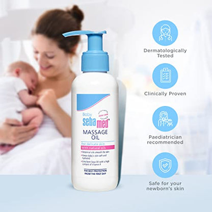 Sebamed Baby Massage Oil 150ml| Contains Soya Oil & Vitamin F |Non greasy | Does not solidify
