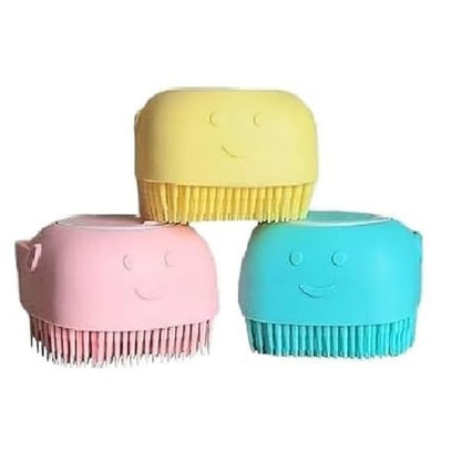 Body Scrubber with Soap Dispenser Brush, Silicone Exfoliating Brushes, Soft Body Exfoliator, Bath Loofah for Babies, Kids, Women, Men and Pets (Multicolor) - Pack of 1