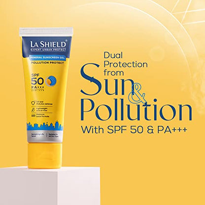 La Shield Pollution Protect Mineral Sunscreen Gel Spf 50,  50 gram
