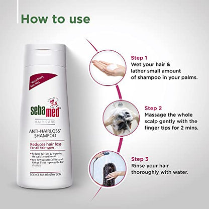 Sebamed Anti- Hairloss Shampoo 200Ml|Ph 5.5|Reduces Hairloss|Caffeine&Gingko Biloba|All Hair Types