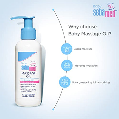 Sebamed Baby Massage Oil 150ml| Contains Soya Oil & Vitamin F |Non greasy | Does not solidify