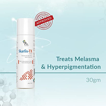 Fixderma 10% Tranexamic Acid + 2% Kojic Acid + 1% Arbutin SKARFIX -TX Face Cream | Pigmentation Removal Cream | Uneven Skin Tone, Help to Reduces Dark Spots and Blemishes - 30 gm