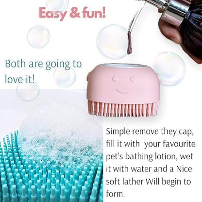 Body Scrubber with Soap Dispenser Brush, Silicone Exfoliating Brushes, Soft Body Exfoliator, Bath Loofah for Babies, Kids, Women, Men and Pets (Multicolor) - Pack of 1