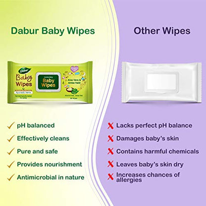 Dabur Baby Wipes: - 80 Wipes X Pack of 3