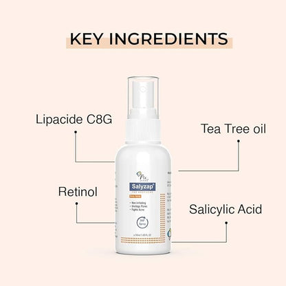 Salyzap Body Acne Spray For Acne on Back, Shoulders, Neck & Chest to improve Breakouts & Uneven skin texture for Women & Men - 50ml