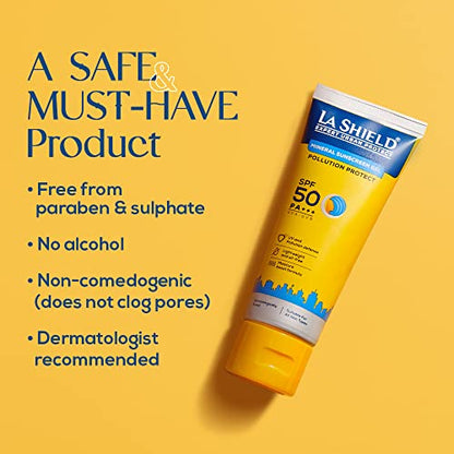 La Shield Pollution Protect Mineral Sunscreen Gel Spf 50,  50 gram