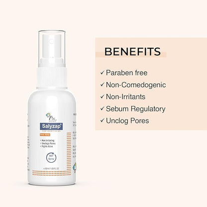 Salyzap Body Acne Spray For Acne on Back, Shoulders, Neck & Chest to improve Breakouts & Uneven skin texture for Women & Men - 50ml