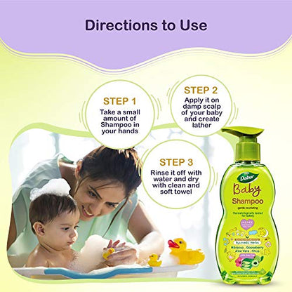 Dabur Baby Gentle Nourishing Shampoo with Ayurvedic herbs| 100% soap free | Dermatologically tested - 200 ml