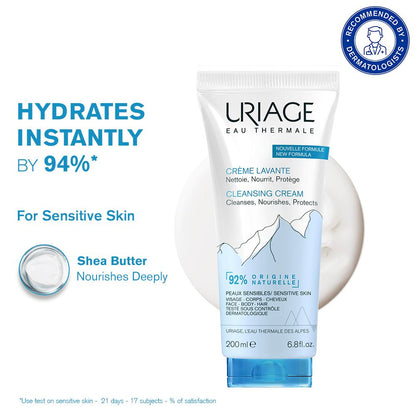 Uriage Daily Moisturizing Body Wash with Shea Butter Dermatological Cleanser for Face, Body &amp; Hair 200ML