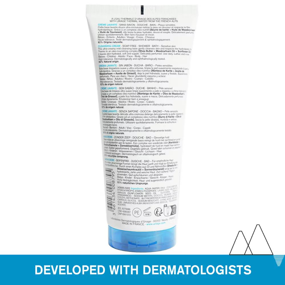 Uriage Daily Moisturizing Body Wash with Shea Butter Dermatological Cleanser for Face, Body &amp; Hair 200ML