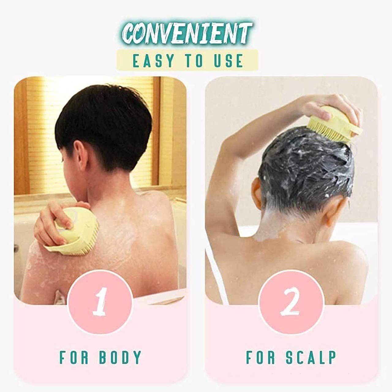 Body Scrubber with Soap Dispenser Brush, Silicone Exfoliating Brushes, Soft Body Exfoliator, Bath Loofah for Babies, Kids, Women, Men and Pets (Multicolor) - Pack of 1