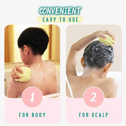 Body Scrubber with Soap Dispenser Brush, Silicone Exfoliating Brushes, Soft Body Exfoliator, Bath Loofah for Babies, Kids, Women, Men and Pets (Multicolor) - Pack of 1