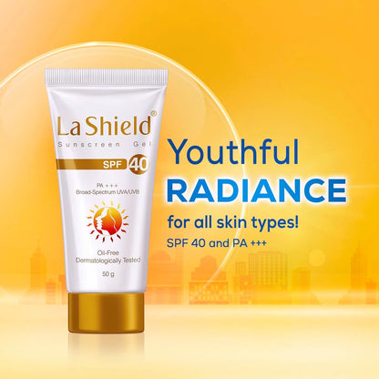 La Shield SPF 40 & PA+++ Mineral Based Sunscreen Gel | Suitable For All Skin Types, 50 Grams
