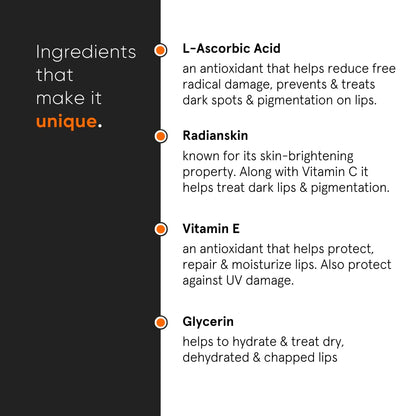 Minimalist 8% L-Ascorbic Acid Lip Treatment Balm with Vitamin E, Radianskin & Glycerine for Pigmented & Dark Lips | For Women & Men | 12 gm