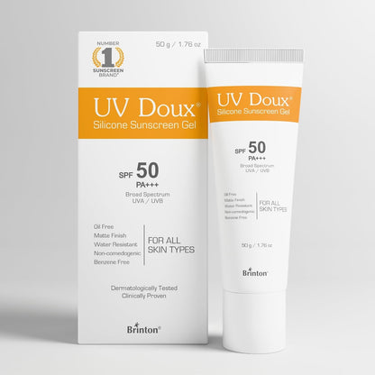 UV Doux Silicone Sunscreen Gel SPF 50 PA+++|India’s No.1 Dermatologist Recommended Brand|Invitro,In-Vivo Tested|UVA/UVB Protection, Benzene Free|No White Cast |Oily & Acne-Prone Skin |50 g