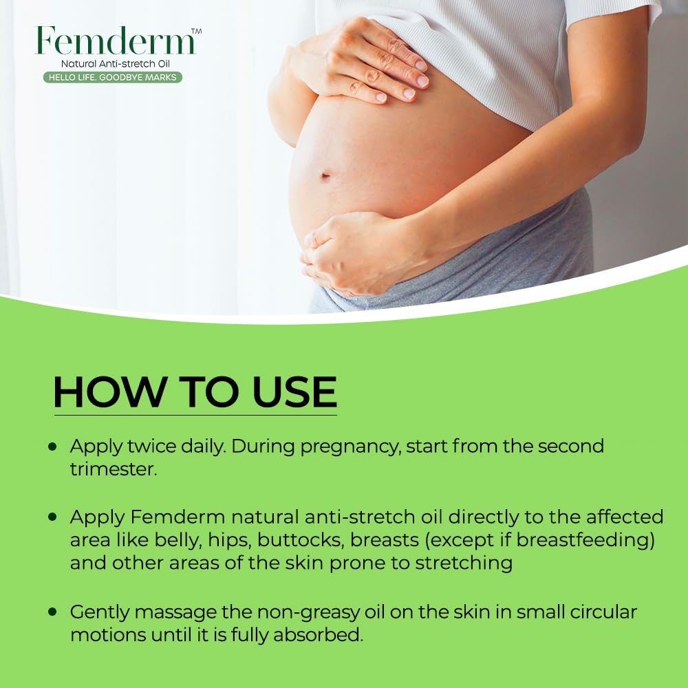 Femderm Natural Anti-Stretch Oil 100ml suitable for Stretch Marks | Scar Removal | Argan Oil