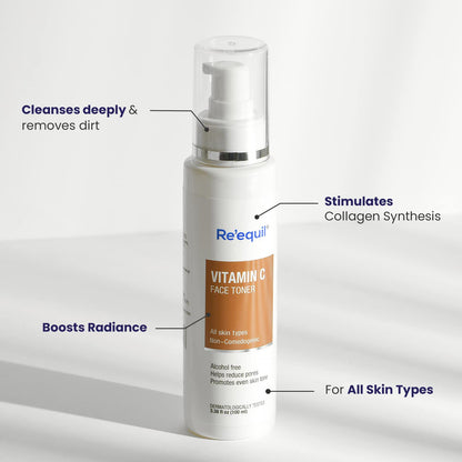 RE' EQUIL Vitamin C Face Liquid Toner for Hyperpigmentation Removal and Even Skin Tone with Hyaluronic Acid - 100ml