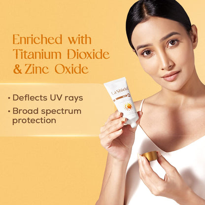 La Shield SPF 40 & PA+++ Mineral Based Sunscreen Gel | Suitable For All Skin Types, 50 Grams