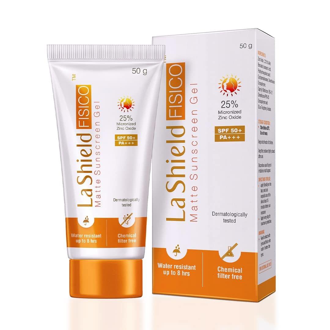La Shield Fisico SPF 50+ & PA+++ Mineral Based Sunscreen Gel | Lightweight | Transparent | Water Resistant, 50 Grams KarissaKart