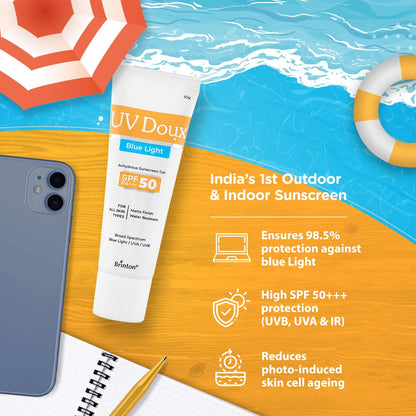 Brinton UV Doux Blue Sunscreen Gel SPF 50 pa+++ UVA/UVB, 50 gm | brinton
