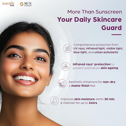 Sunpharma Suncros Neo Sunscreen Gel, SPF 75+ & PA+++ Sun Protection, Sweat & Water-Resistant Sunscreen, 50g