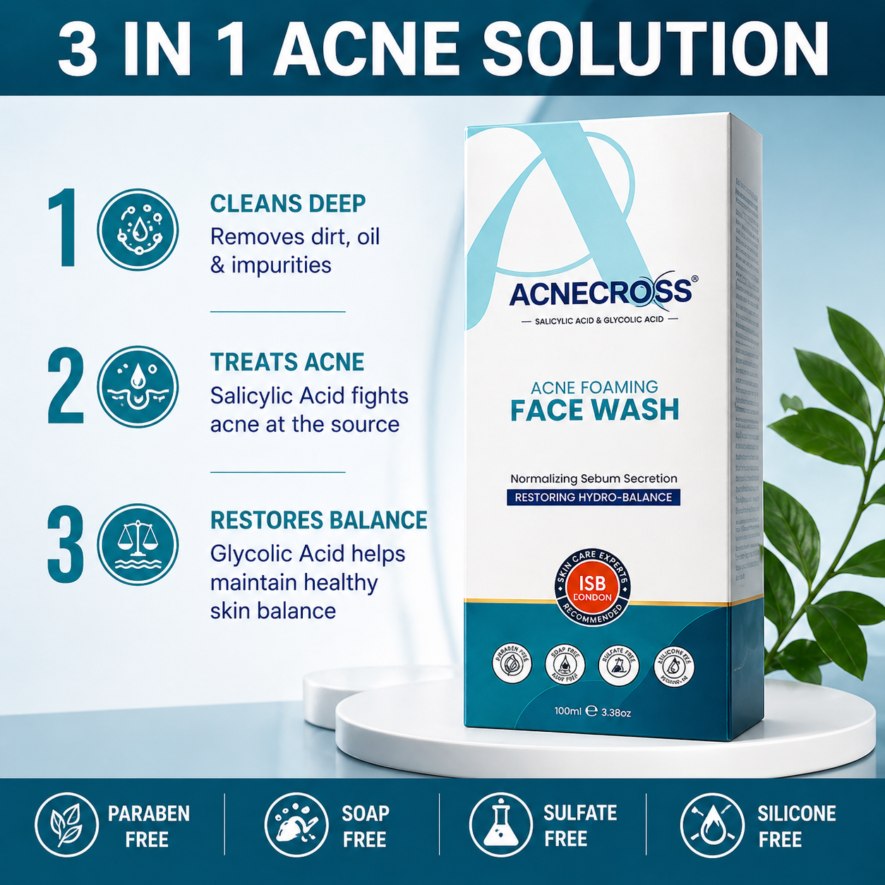 Acnecross Acne Foaming Face Wash 100ml