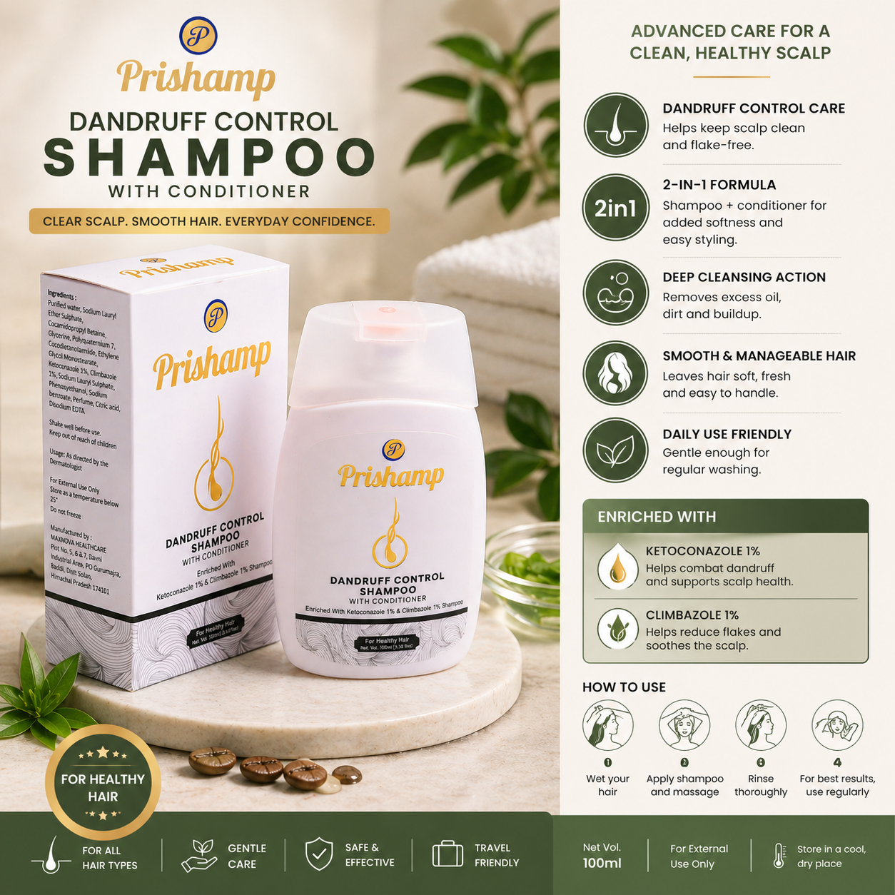 Prishamp Dandruff Control Shampoo 100ml