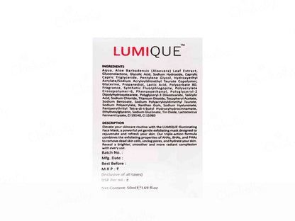 Lumique Illuminating Instant Glow Deep Exfoliation Face Mask 50ML
