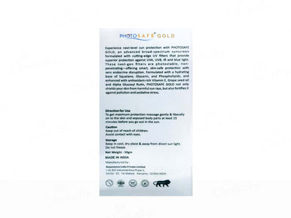 Photosafe Gold Invisible Sunscreen Water Gel 50gm