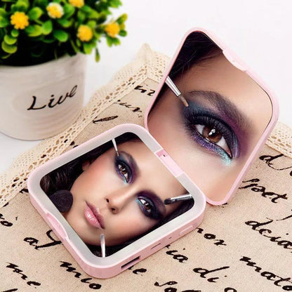 Portable Travel Vanity LED Light Mirror Makeup With Power Bank KarissaKart